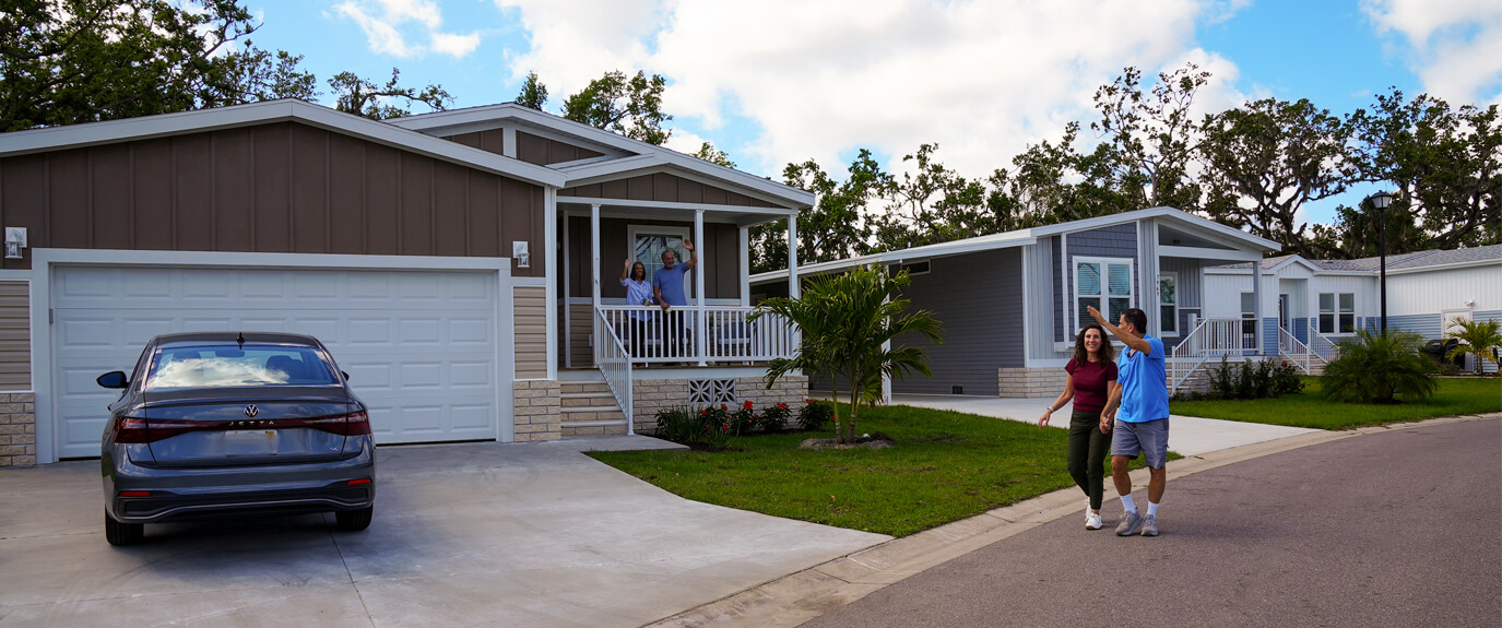 Couple unpacking boxes in their new home
